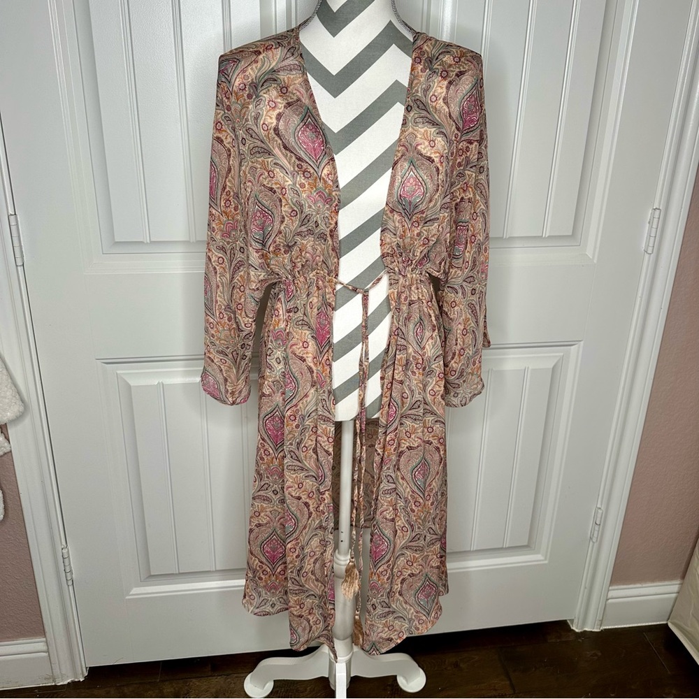 Sandy & Sid Paisley Kimono with Tie Waist